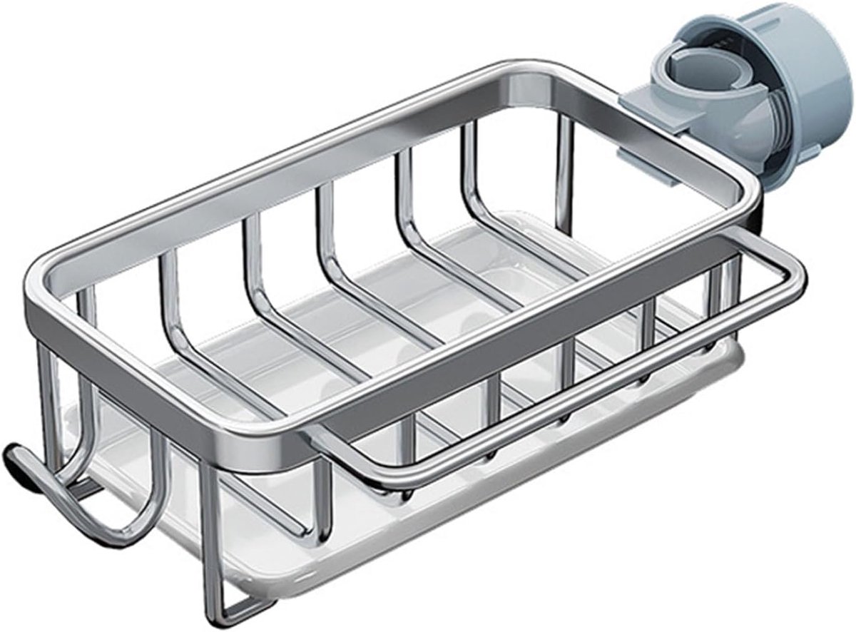 Organizer, Aanrecht Caddy Organizer, Multifunctionele Roestvrije Spons Afwasmiddel Borstel Gootsteen Caddy Houder Met Lekbak(zilver)
