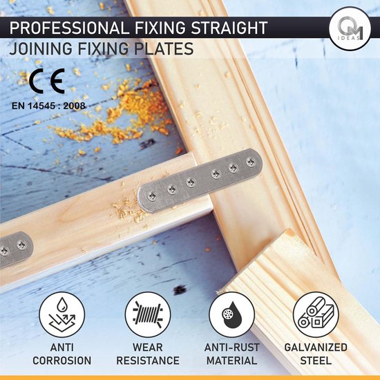 10 x Verbindingsplaat (90 x 25 x 2) Geperforeerde Platen Staal Platte Verbinding Plaathouder Houtverbinders Metalen Meubel Stoel Connector, Verzinkt — afbeelding 2