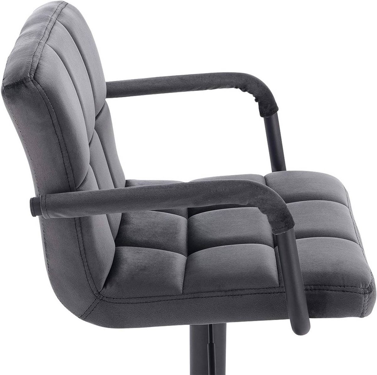 SureDeal® - barkrukken - Rugleuning - Zitting fluweel - Staal - Donkergrijs - 51x37x112 cm