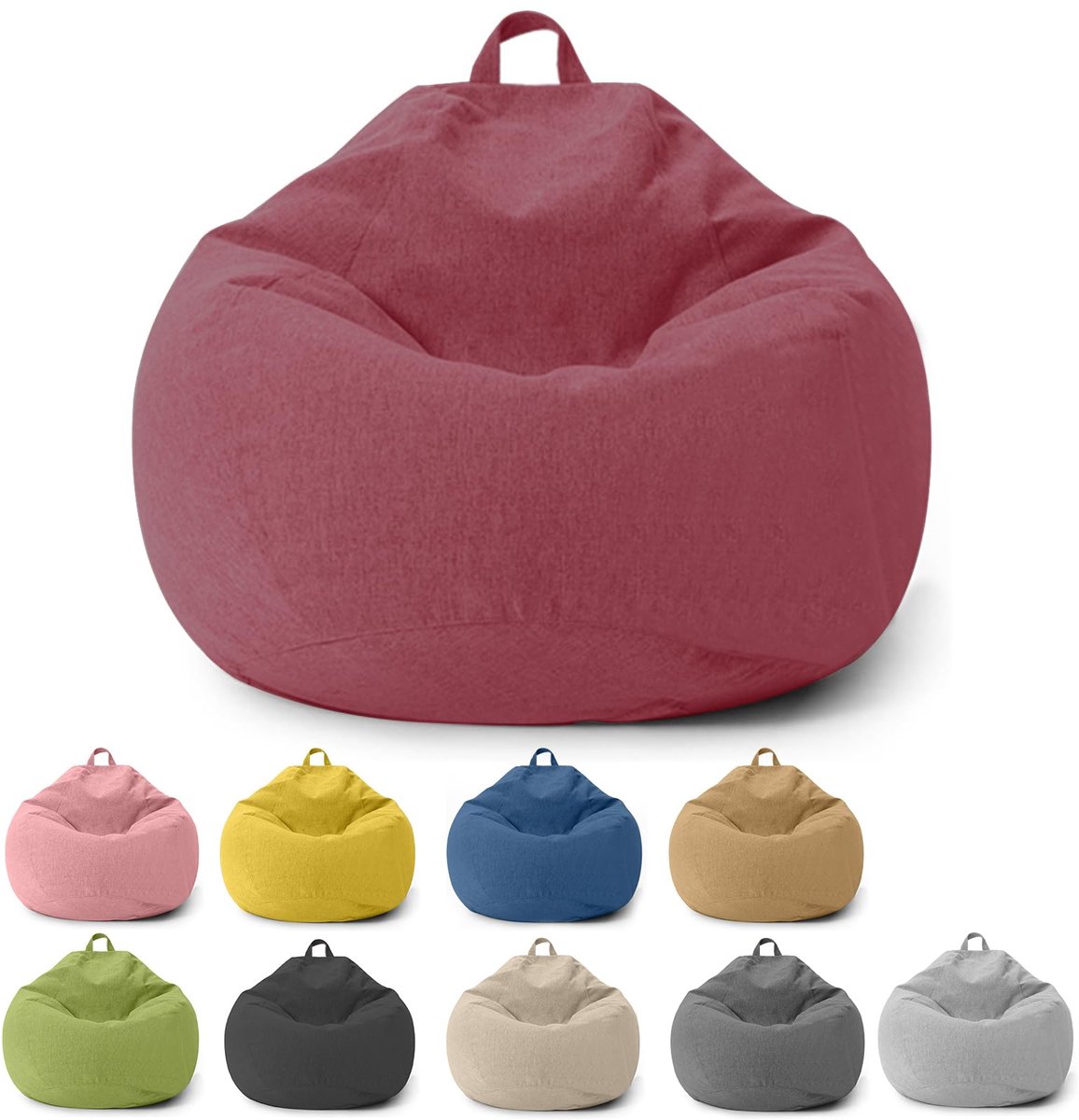 SnelShoppen - Zitzak voor Kinderen en Volwassenen, Zitzakstoel zonder Vulling, Rood Overtrek voor Slaapkamer, Kantoor, Woonkamer en Terras