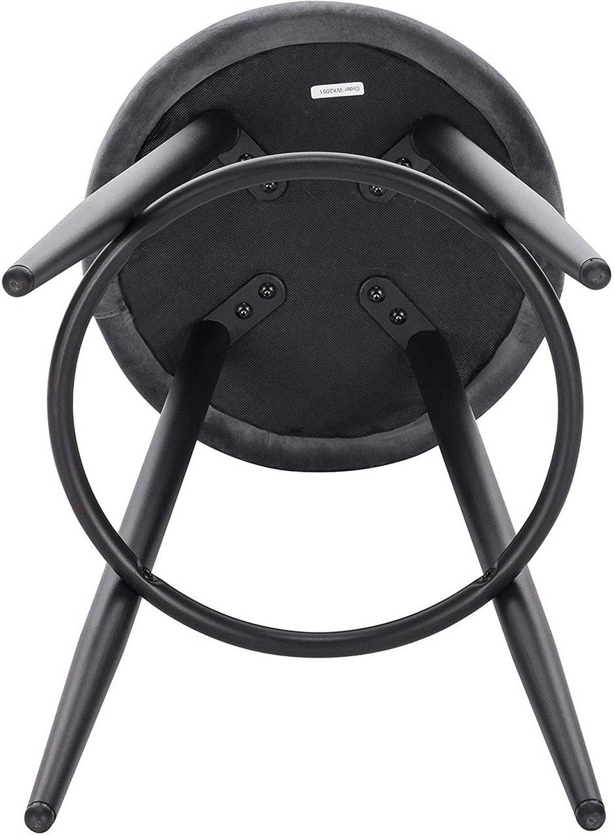 SureDeal® - barkruk - Bistrokruk counterkruk - Voetsteun fluweel metaal - 37,5x34x78,5 cm