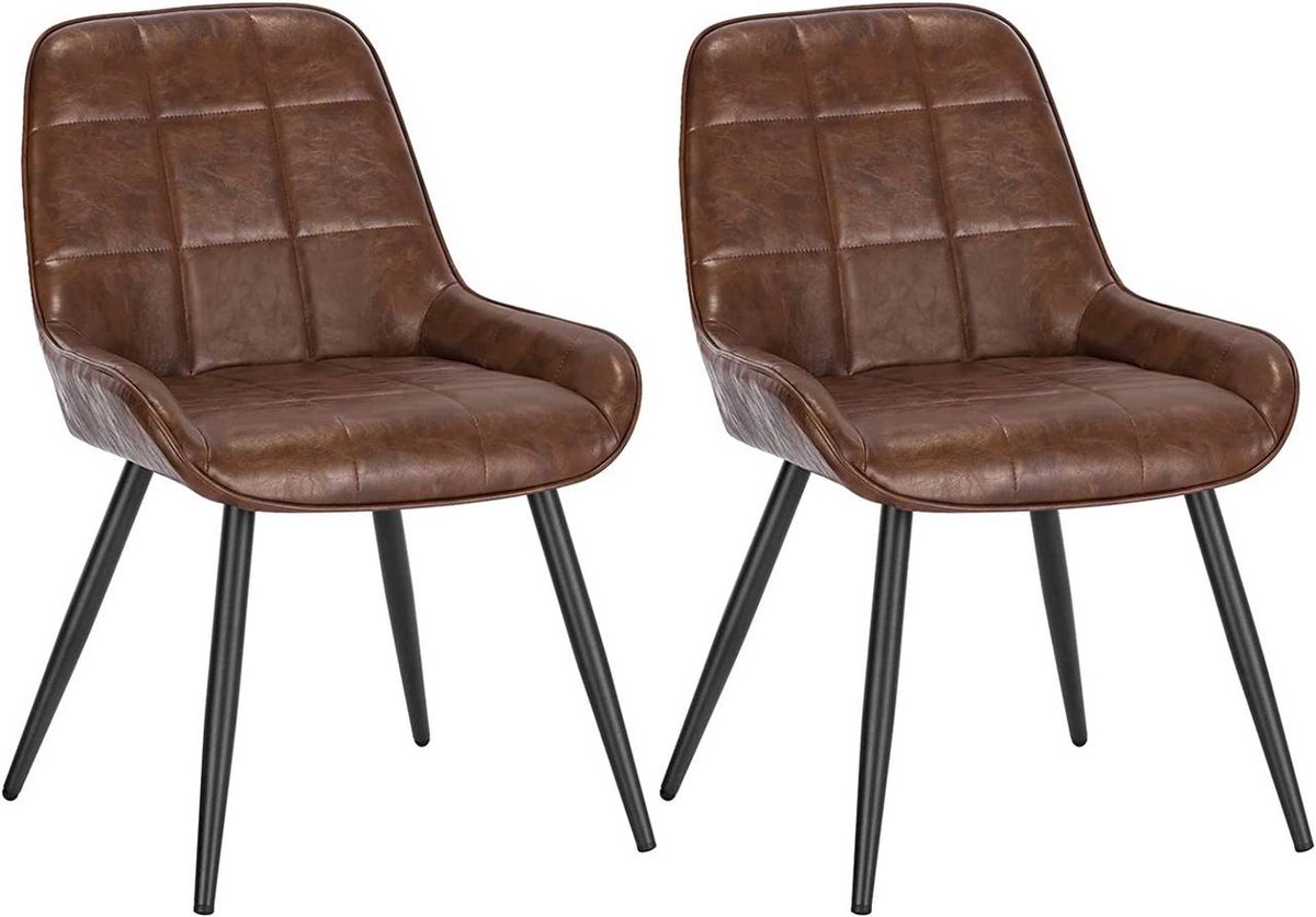 SureDeal® - Set - Eetkamerstoelen kunstleer - Gestoffeerde keukenstoel - Ergonomische stoel - Rugleuning - 38x43x81,5 cm