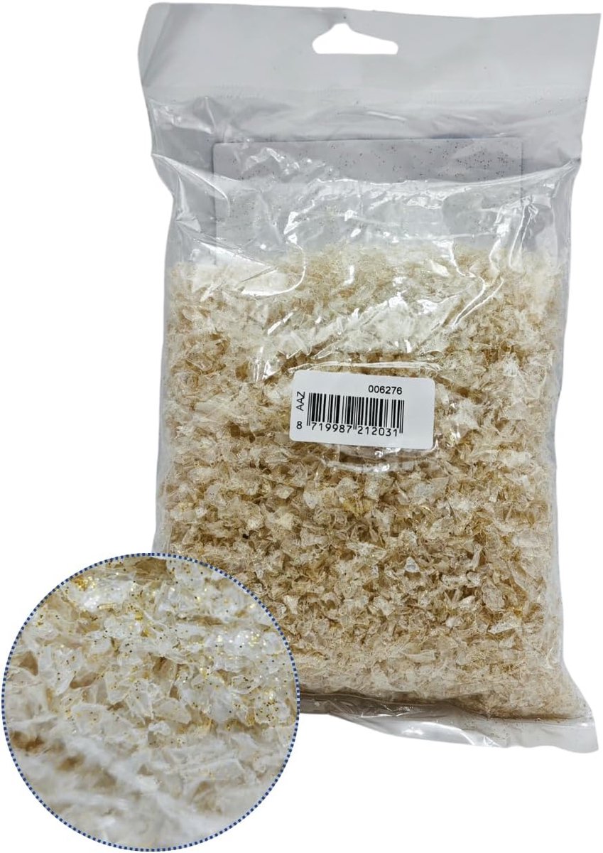 Kunstsneeuw, 100 g, glitter, goud