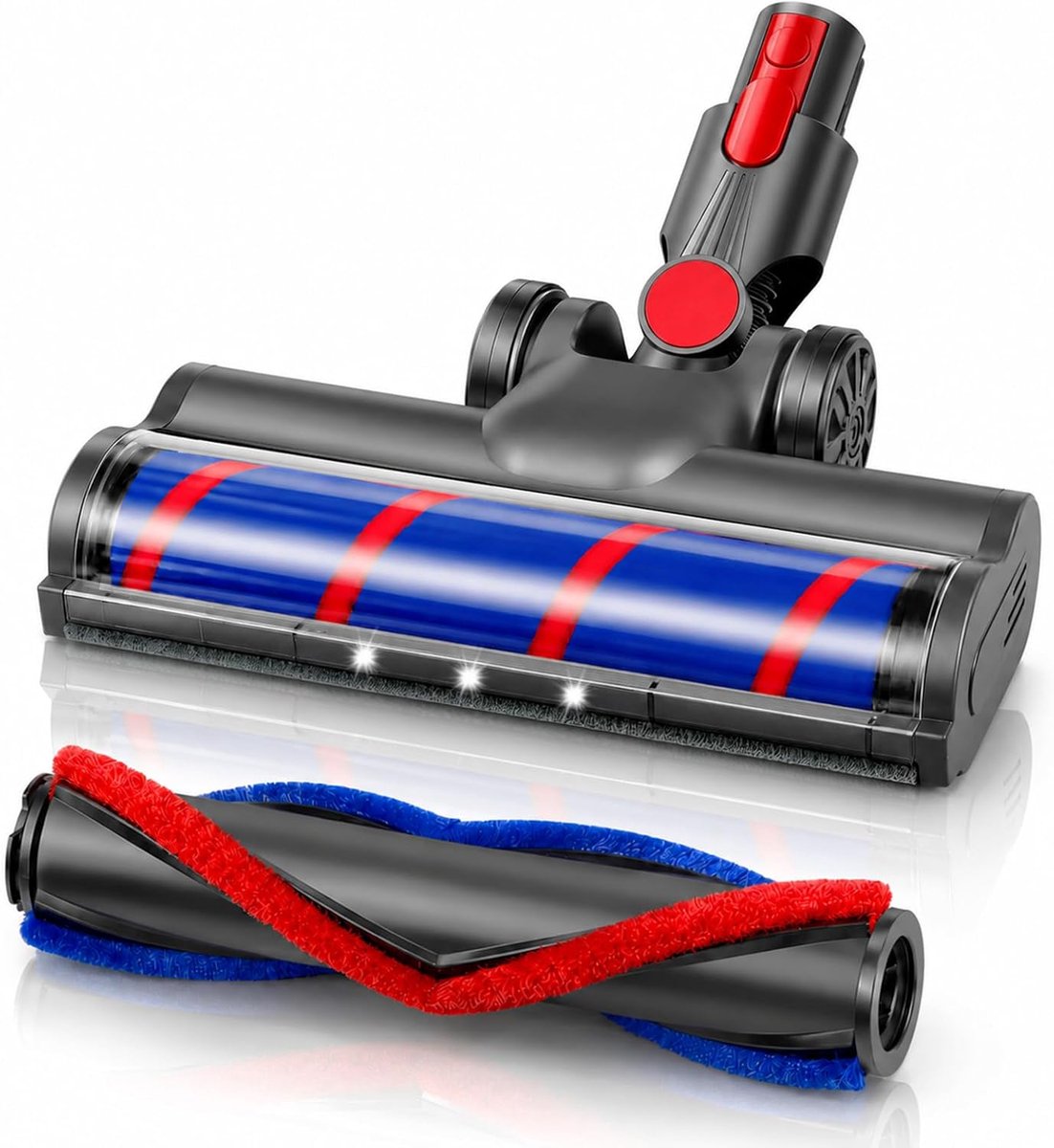 borstel voor Dyson V7 / V8 / V10 / V11 / V15 stofzuiger, vloerborstel accessoires vervangingsonderdeel turboborstel en zachte roller met LED-verlichting voor tapijten