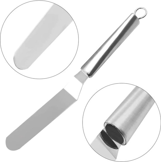 hoekpalet, taartglazuurmes, 3 stuks strijkpaletten voor taarten, schuine suikerglazuurspatel, roestvrij staal, taartspatel, taartdecoratie, gereedschap (stalen handvat) — afbeelding 3