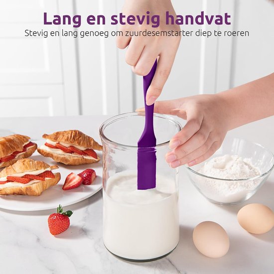 Voedselveilig Kleine Siliconen Spatel (Paars) - Flexibele Lepelvormige Punt en Stevige Kern voor het Mengen,Schrapen en Smeren van Zuurdesemstarter Pindakaas Jam en Slagroom — afbeelding 3