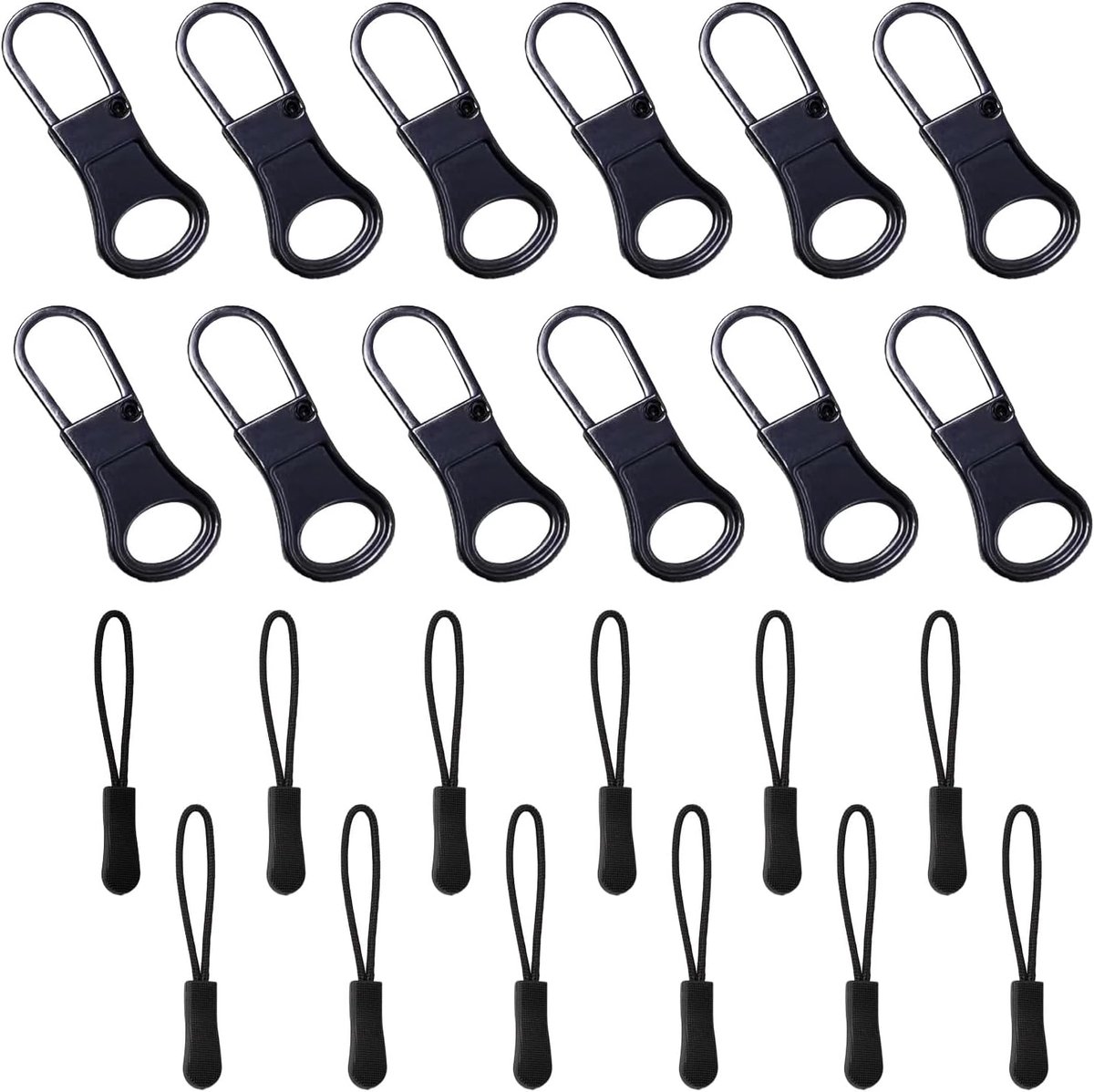 24 Stuks Antislip Ritstrekker,Reserve Schuivers en Hangers voor Sportkleding, Rugzakken, Jassen, Bagage en Handtassen