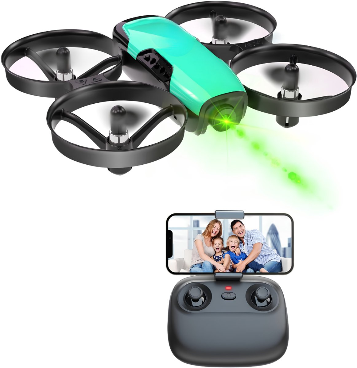 SP® Drone met Camera - Drone - Drone voor Buiten & Binnen - Zwart/Groen - 14cm x 12cm x 4cm