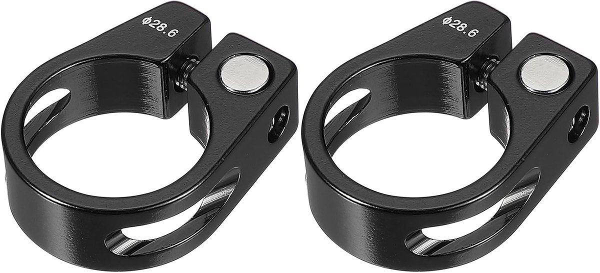 28,6 mm aluminium fietszadelpenklem, 2 stuks snelspanklem voor Mountain Road Hybrid Touring Bike, zwart