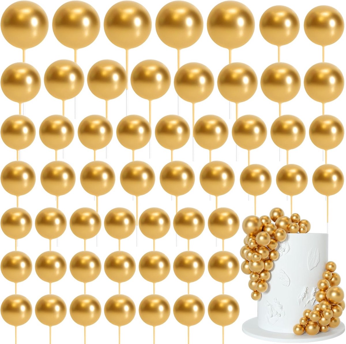 75 stuks gouden taartballen topper decoraties schuim cupcake topper mini ballon taart topper ballen taart picks voor taart deco verjaardagsfeestje bruiloft