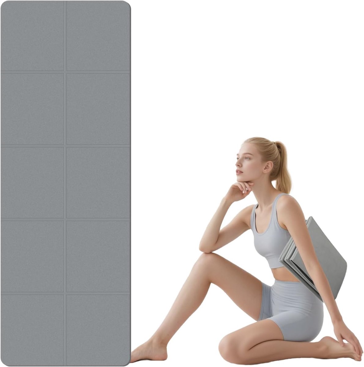 yogamat - TPE oefening pilates mat - yoga mat - fitnessmat - 183 x 61 cm, 5 mm dik, sportmat voor pilates, gymnastiek, reizen en sport
