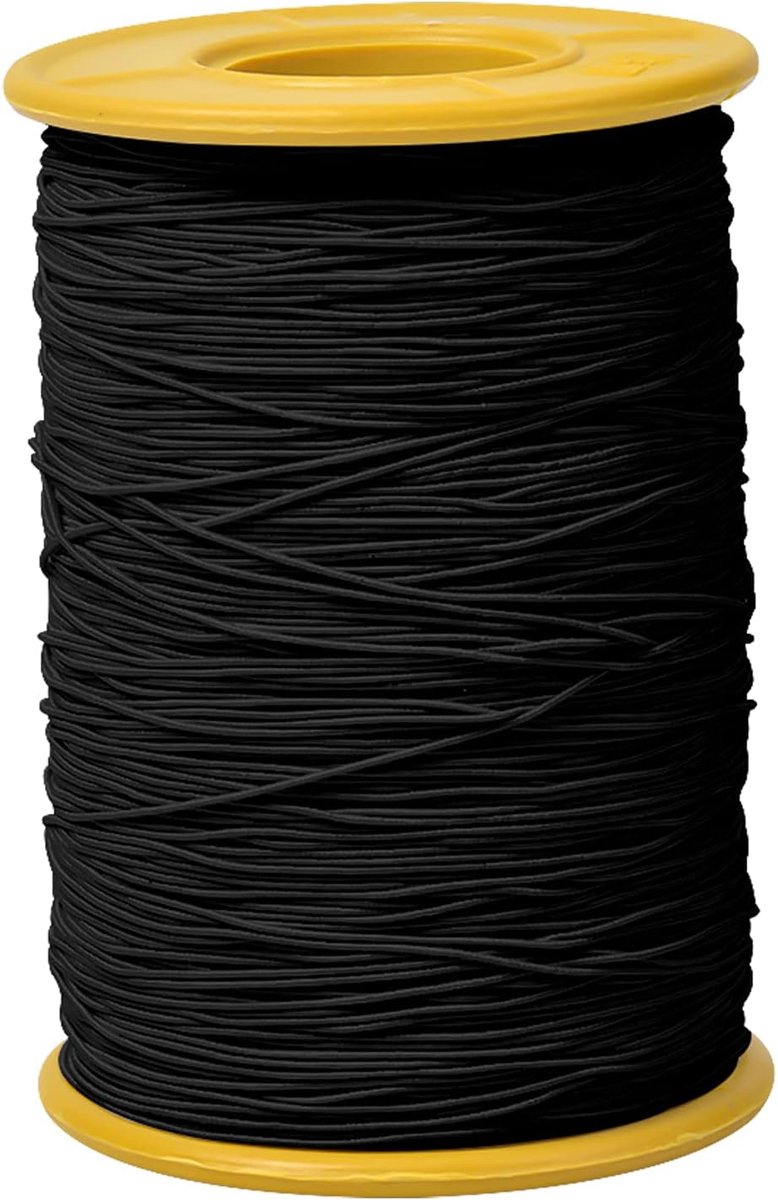 Draad, 0,5 mm × 380 m, polyesterdraad, kralenkoord, elastiek, elastisch koord, rollen nylondraad voor doe-het-zelf armband, halsketting, sieraden, handwerk (zwart)