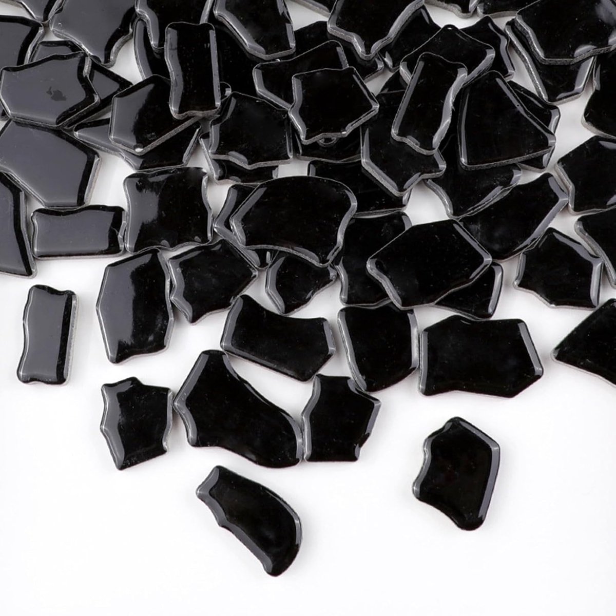 Mozaïektegels, 2-4 cm mozaïek stukken stenen voor doe-het-zelf mozaïek maken ambachtelijke hobby kunst huis wanddecoratie (zwart)
