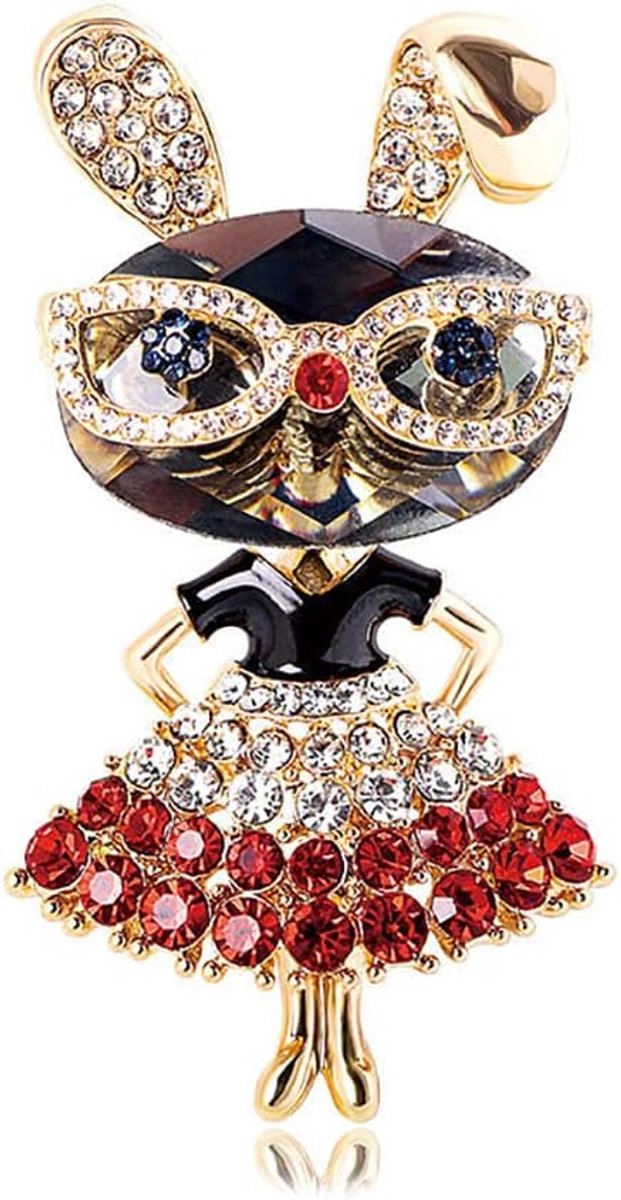 Dames Konijn Broche Pin voor Vrouwen Meisjes Mode Kristal Bunny Dierlijke Broches Reversspeldjes Sierlijke Schattige Afstudeer Eerbewijzen Dag Paas Sieraden Cadeau voor Dochter Leraar