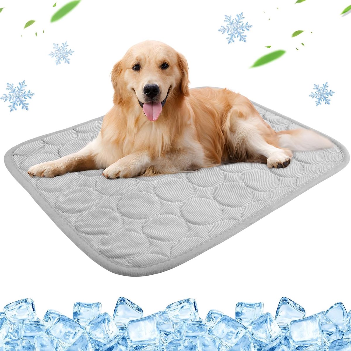 Koelmat voor honden, 50 x 40 cm, koelmat voor honden, huisdierkoelmat in de zomer voor honden/katten, zelfkoelende koelmat voor thuis, reizen, auto, wasbaar (grijs, L)