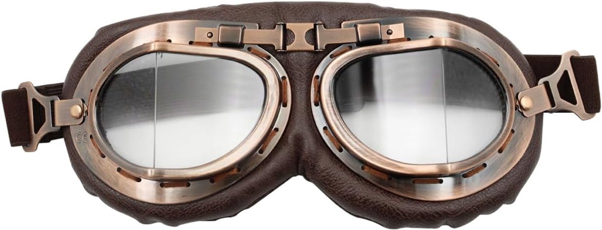pilotenbril, vintage, steampunk, voor dames en heren, cosplay, retro pilotenstijl (heldere lens)