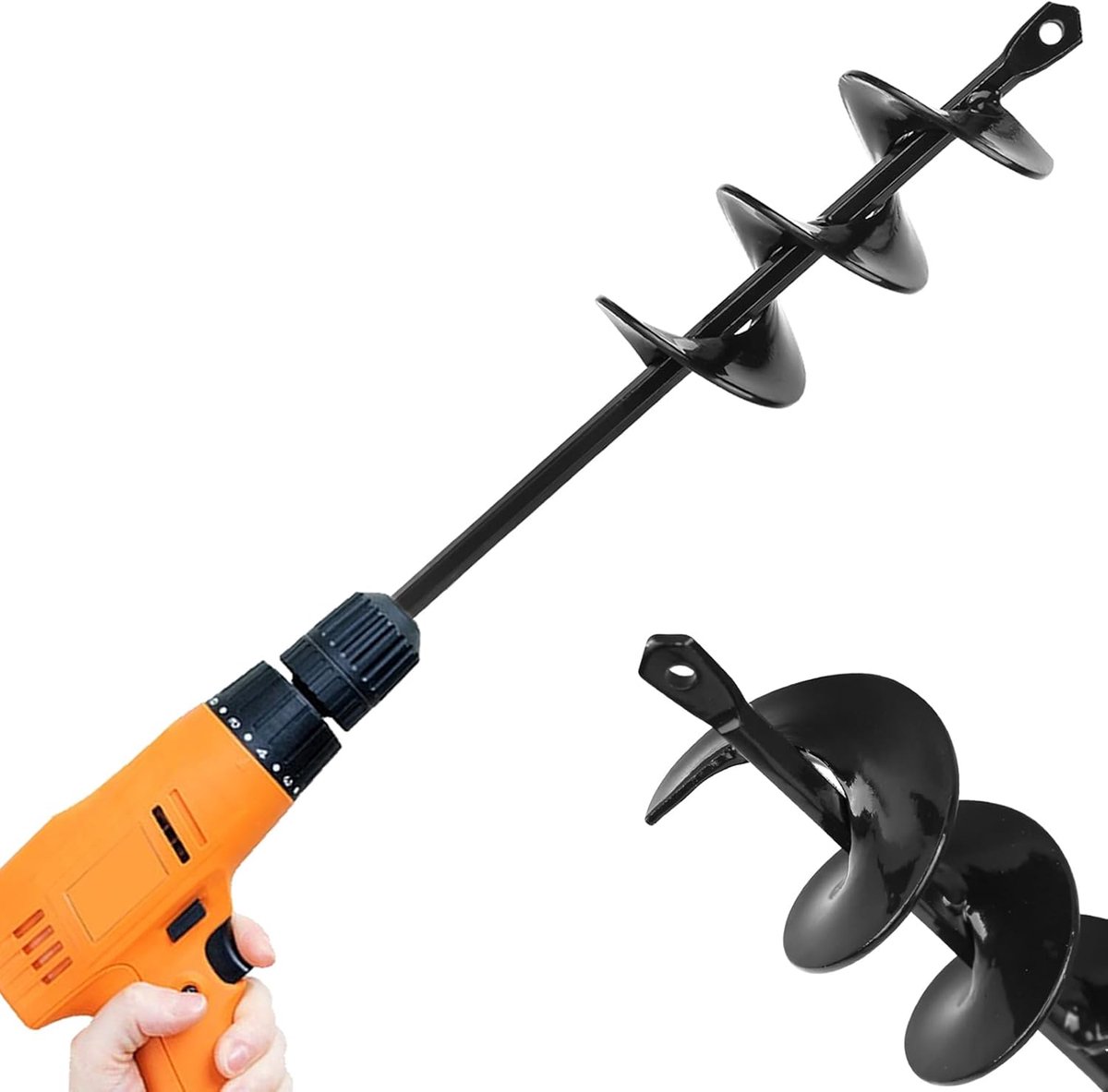 grondboor voor boormachine, plantenboor voor accuschroevendraaier, zware belasting, bloem, plantenbak, slak, bodemcultivator, boor, graafgereedschap voor planten, planten en boren, 22 cm