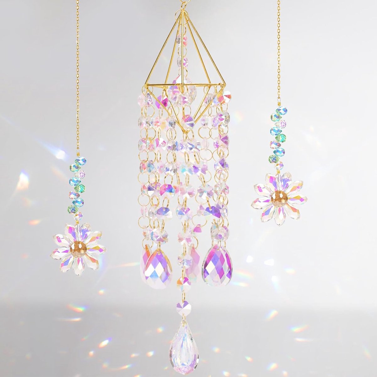 Kristallen zonnevanger geschenken voor ramen, Suncatchers prisma regenboog maker opknoping tuindecoraties voor Moederdag verjaardag buiten balkon ornamenten (gekleurd)