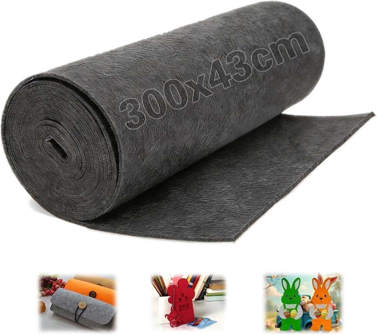 Stof, donkergrijs, vilt, 3 mm dik, viltrol, viltmatten om te snijden, knutselvilt, polyester voor doe-het-zelf handwerk, viltonderlegger, patchwork, opbergtas