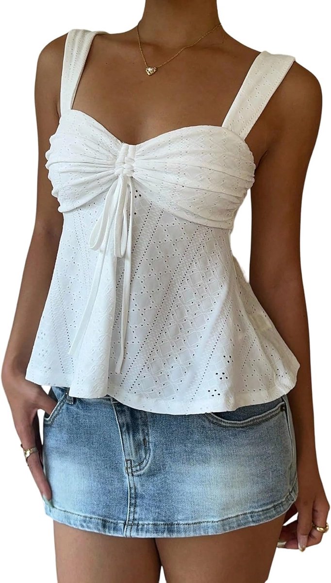 Babydoll-top voor dames, zomer, top, kanten top, boho-stijl, crop tops, partyoutfit, zomeroutfits, Y2k tanktops