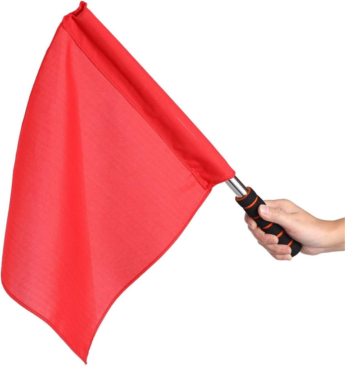 4 stuks scheidsrechtervlag waaiende handsignaalvlag met roestvrijstalen mast voor voetbalwedstrijden buiten, robuuste en duurzame speelvlag voor scheidsrechters