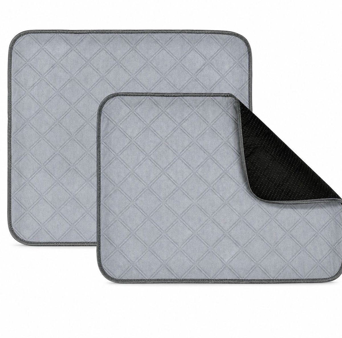 Incontinentiematras 90x75 cm - Set van 2 Stuks - Wasbare en Waterdichte Bedmatras Beschermer en Matrasbeschermer voor Volwassenen, Ouderen, Kinderen en Incontinentie - Grijs