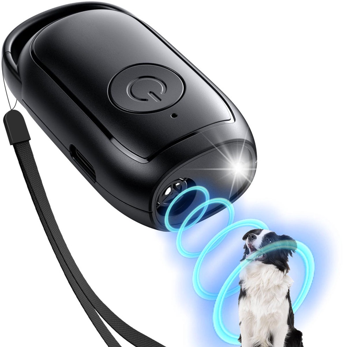 Handheld Ultrasone Blafstopper Met Zaklamp En Een Bereik Van 8 Meter - Veilig En Diervriendelijk Compact (6 cm) Oplaadbaar Voor Alle Hondenrassen