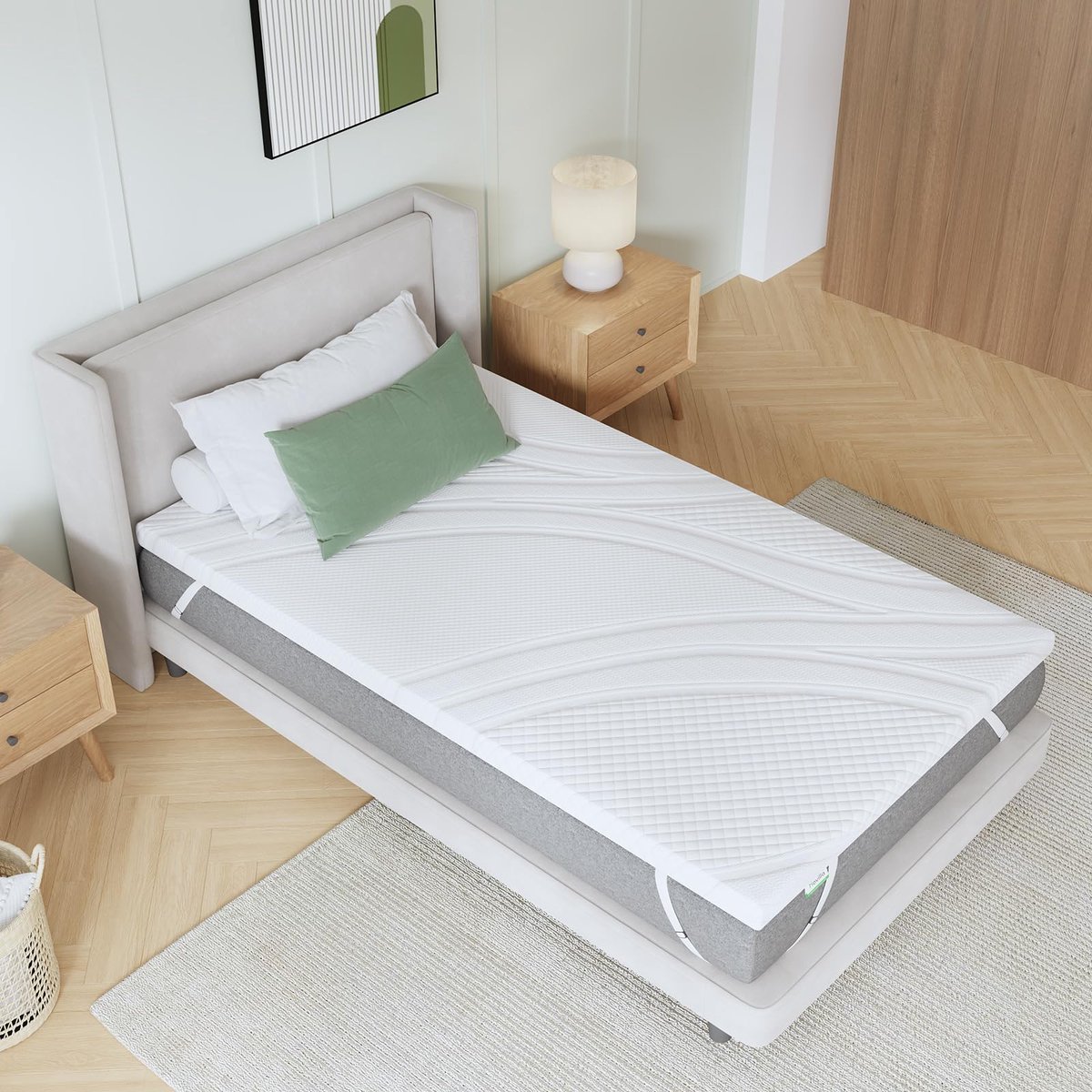 SnelShoppen - Novilla Matrastopper 90 x 200 cm, 7,5 cm hoog, Geltopper van Traagschuim, Matrasbeschermer voor Boxspringbed, Caravan, Slaapbank, Wasbaa