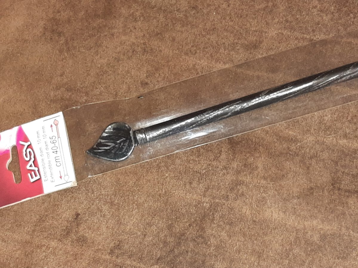 Easy uitschuifbare vitrageroede - gordijnroede - 10mm - 40 tot 65 cm lang - metaal - zilver/zwart