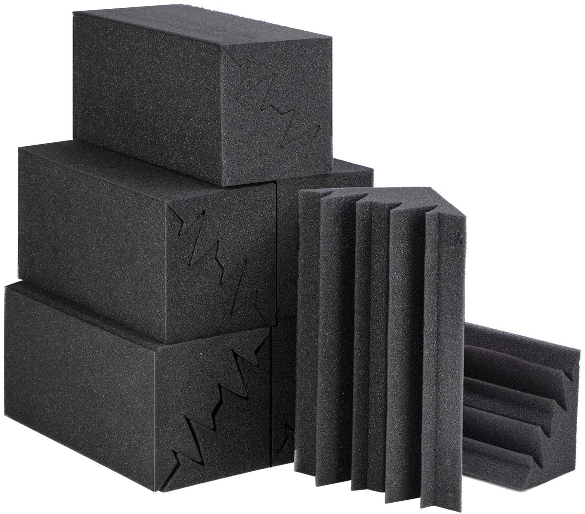 SnelShoppen - Geluidsabsorberend Akoestisch Schuim Bass Trap 12 Stuks 12 x 12 x 24 cm Akoestische Panelen Voor Opnamestudio's, Kantoor, Thuisstudio's,