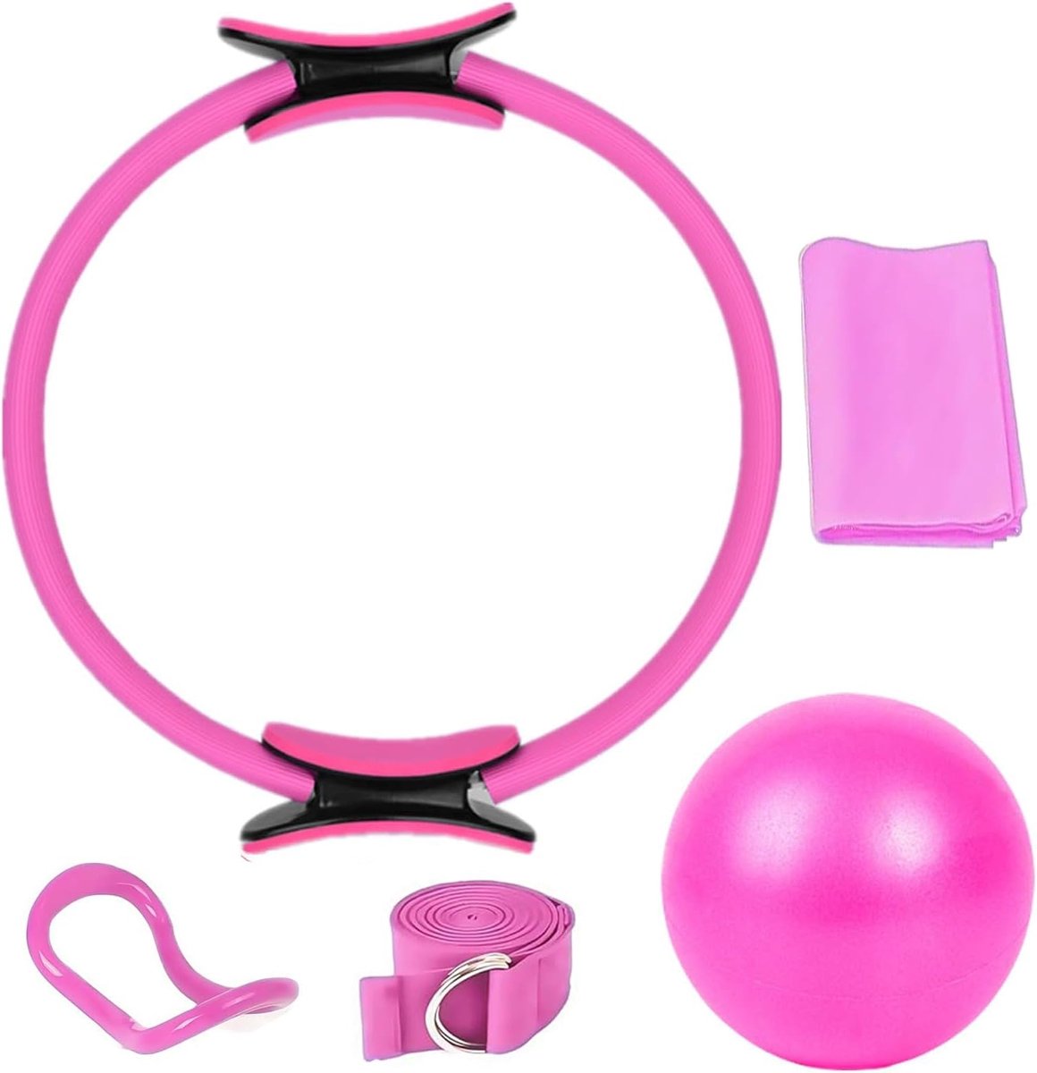 Pilates Circle Essentials Kit - 5-delige Yoga Set - Inclusief Pilatesbal, Ring en Weerstandsbanden - ShopVlot