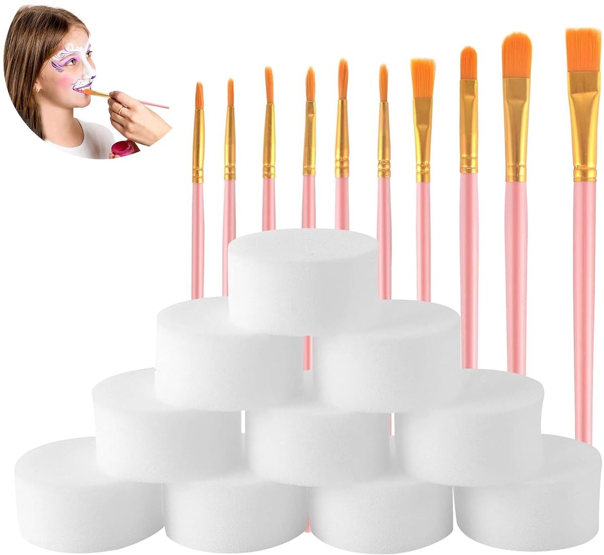 Pack of 10 Makeup Sponges for Children's Makeup, Sponges, Makeup Brush Set, Acrylic Paint, Makeup Sponge, Children's - ShopVlot
