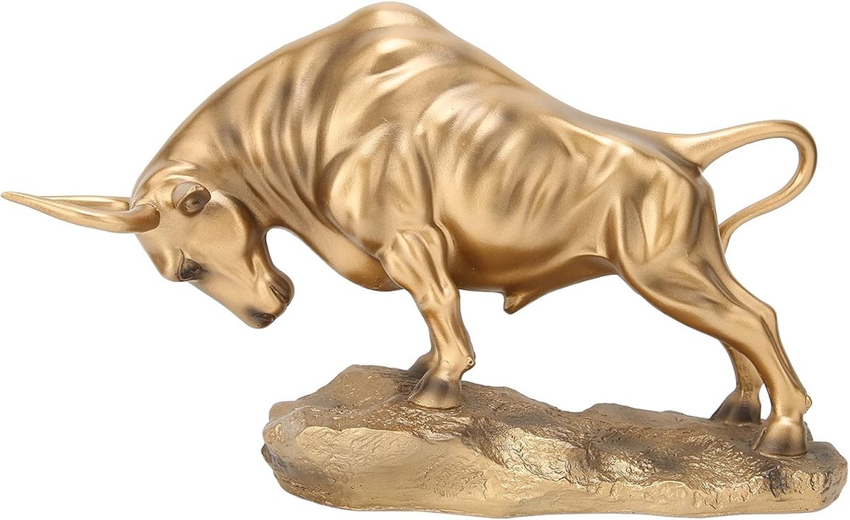 SnelShoppen - Gouden Stier Sculptuur Decoratie - Moderne Kunst - Sieradenhouder - Dierenbeelden - Bureau en Tafel Woondecoratie - Abstracte Sculpturen