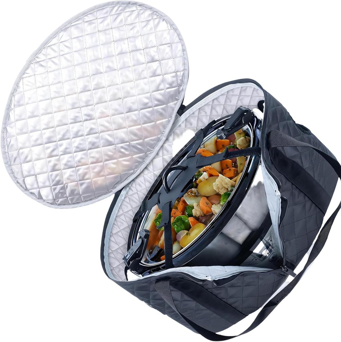 Slow Cooker Tas - Apparaat Opberger - Maaltijden Vervoeren - Geïsoleerde Bescherming - 16 x 115 x 9 Inch - Zwart