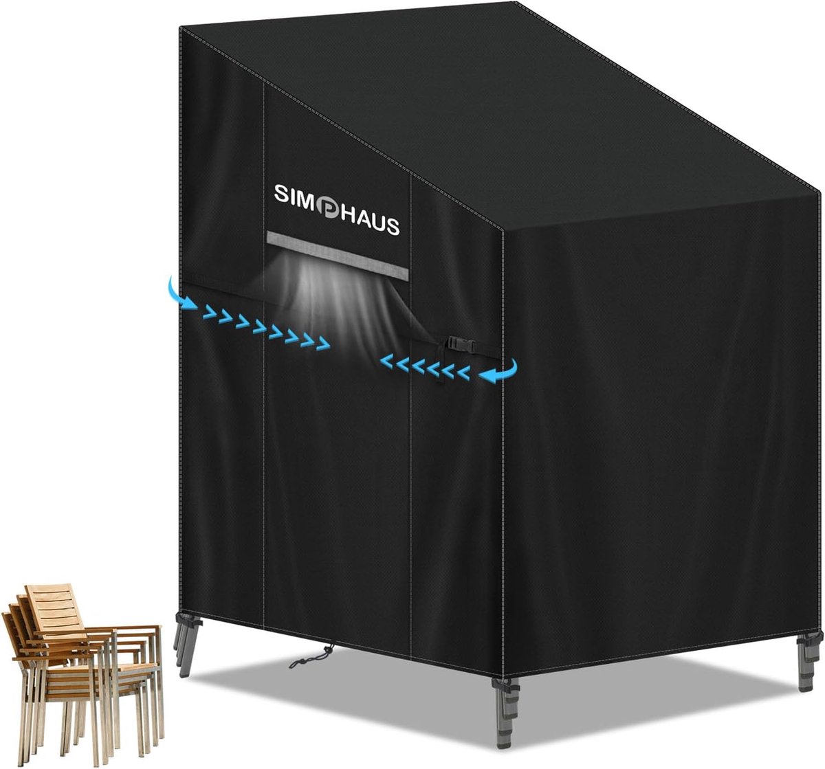 SnelShoppen - Beschermhoes voor Tuinstoelen, Weerbestendige Afdekhoes voor Stapelstoelen met Hoge Rugleuning, UV-Bestendig, 80 x 100 cm, Perfect voor