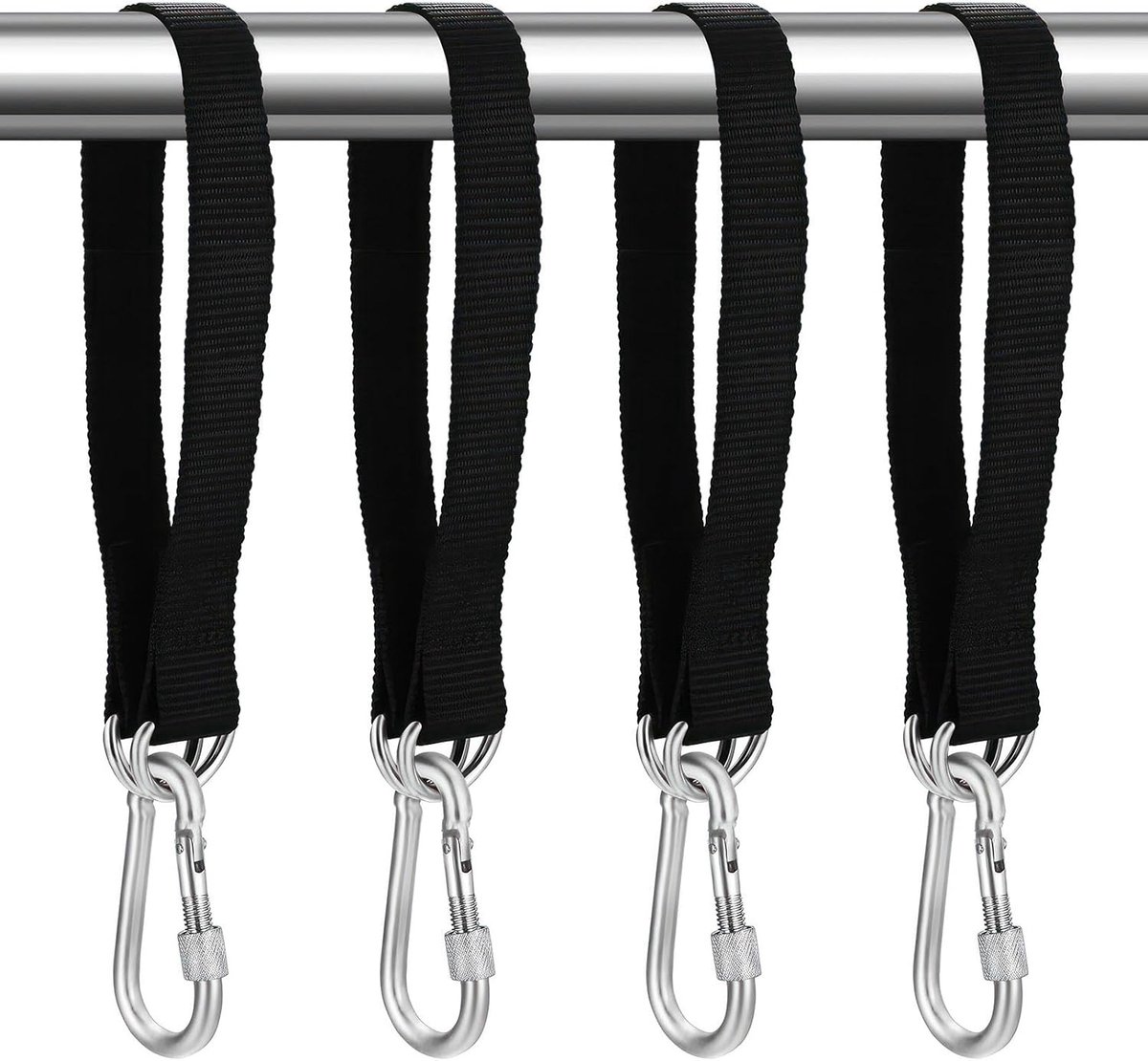 4 sets stevige hangriemen voor schommels, verstelbare ophangsystemen met 4 karabiners en 4 D-ringen, geschikt voor boomhangen en hangmatten, houdt tot 180 kg vast