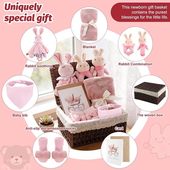 Baby cadeauset - Geboortecadeau meisje - Welkom kindje - Liefdevol samengesteld - 70 x 100 cm - Roze — afbeelding 4