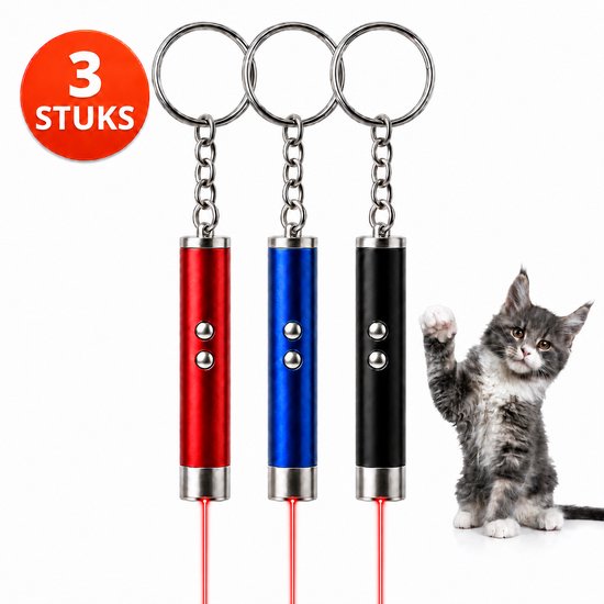 Mamosta® Laserpen Set - 3 Stuks - Klasse II - Sleutelhanger Laserlampje - Laserpointer Kat - Laser