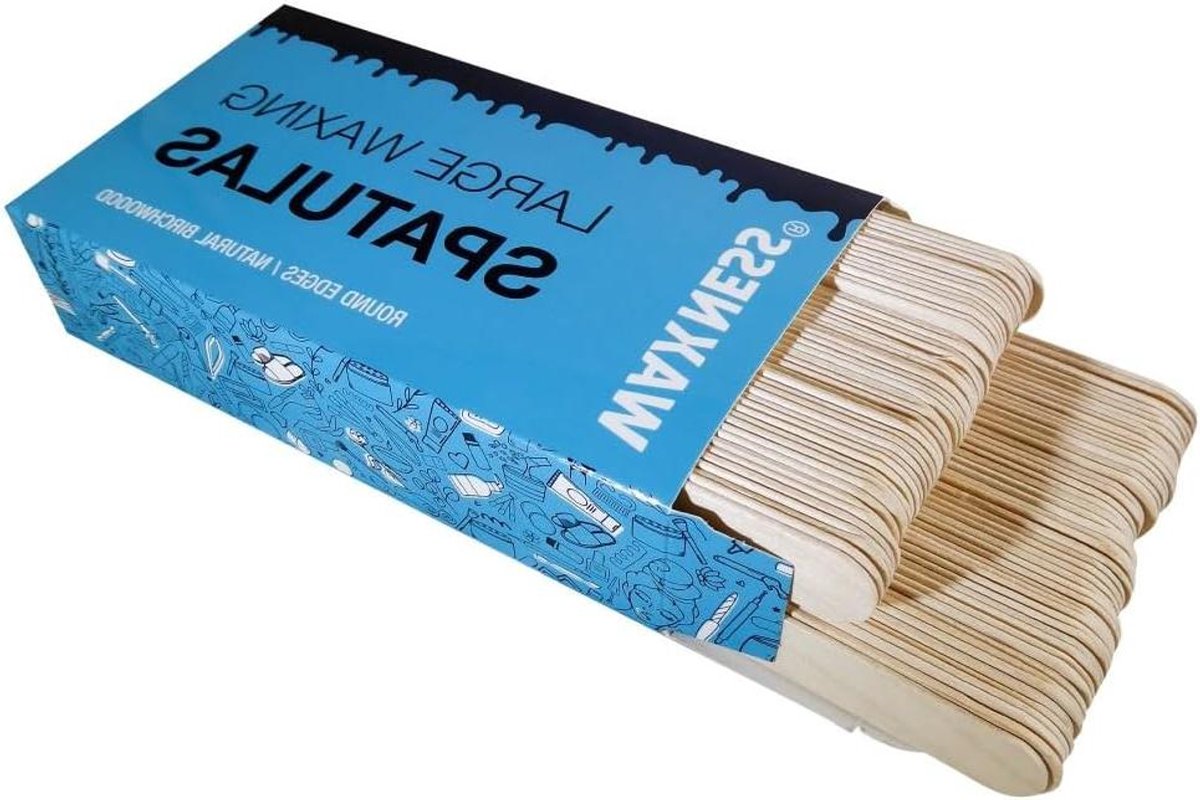 Houten spatels - Was applicator - Ontharen thuis - Afgeronde randen - 100 stuks - Houtkleur