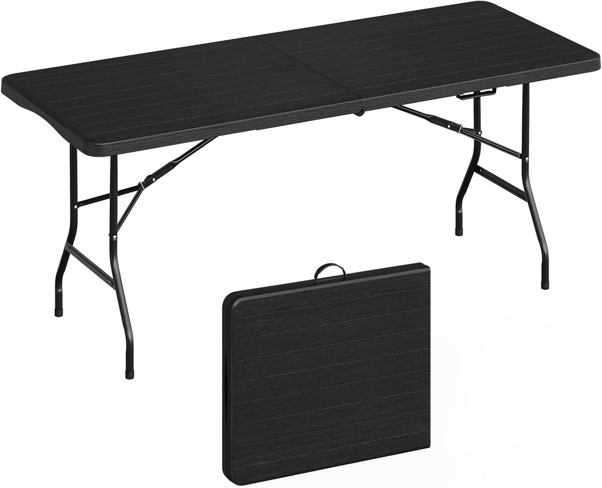 SureDeal® - Campingtafel - HDPE - Metaal - Personen - Zwart - 180x74x74 cm
