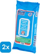 Blue Wonder - Hygiënische Doekjes - 2 x 72 stuks - Blue Wonder Desinfectie doekjes - 144 stuks - Met Ontsmettende Alcohol In Handige Hersluitbare Meeneem Dispenser Verpakking