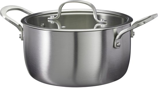 Cookinglife Kookpan Signature Steel - Steelpan, Sauspan - Saucepan - RVS & Glas - Zilver, Vaatwasserbestendig - Ø 20 cm / 2,2 L
