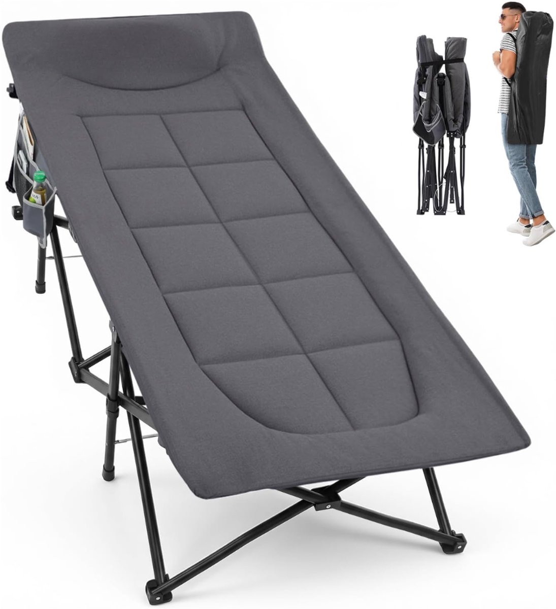 SNJY® Logeerbed Inklapbaar - Logeerbed Opvouwbaar - Opklapbed - Vouwbed - 200L x 79B x 50H cm - Grijs