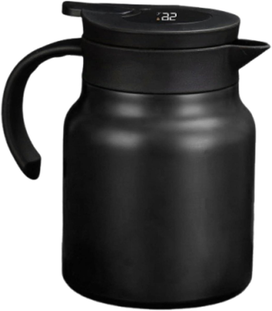 Koffiekan - Theepot Thermosfles - Dranken Warm Houden - Directe Temperatuurweergave - 1 Liter - Zwart