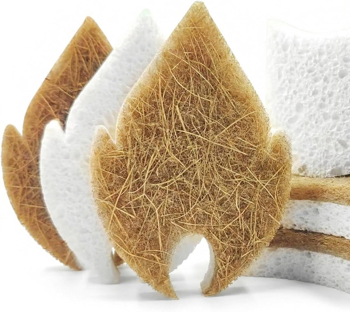Afwassponzen Set - Keukensponzen Bladvormig - Servies Reinigen - Krasvrije Reiniging - 6 Stuks - Natuurlijk