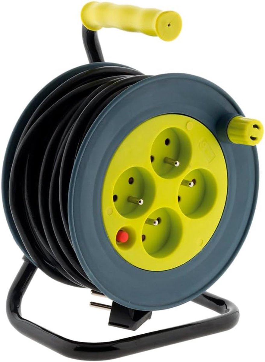 SnelShoppen - Kabelhaspel 15 meter met 4 stopcontacten - Zwart - Ideaal voor Tuin, Camping, Feest en Thuisgebruik - 3G1 mm²