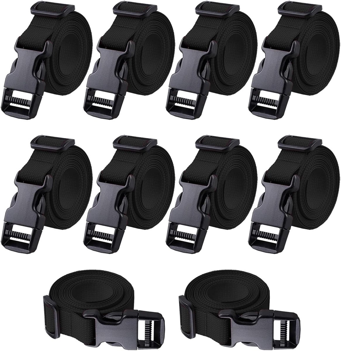 Verstelbare Nylon Straps voor Outdoor Sporten, Camping en Fietsen - 10 Stuks Snelsluiting 200cm Lengte, Ideaal voor Bagage en Bundelen