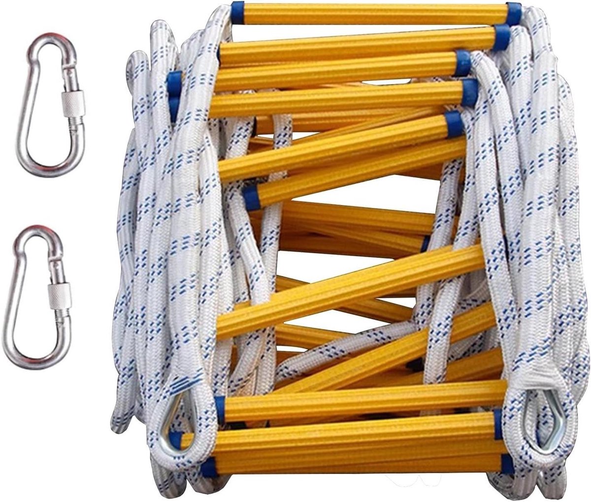 Noodladder Veiligheid - Reddingsladder Touwladder - Huis Ontvluchten - Stevig Duurzaam Ontwerp - 8 Meter - Zwart