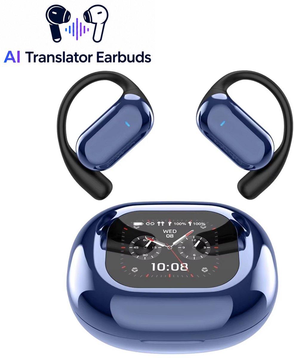 De Beste Gadgets AI Vertaal Oordopjes – Real-Time Vertaling in 144 Talen – Draadloze Bluetooth Earbuds met Oplaadcase