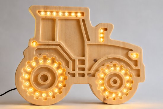Tractor nachtlamp - Kinderkamer - Babykamer - LED-Verlichting - Hout - Handgemaakt - Lamp - Trekker - Lichtenhout.nl van Lichtenhout.nl — afbeelding 2